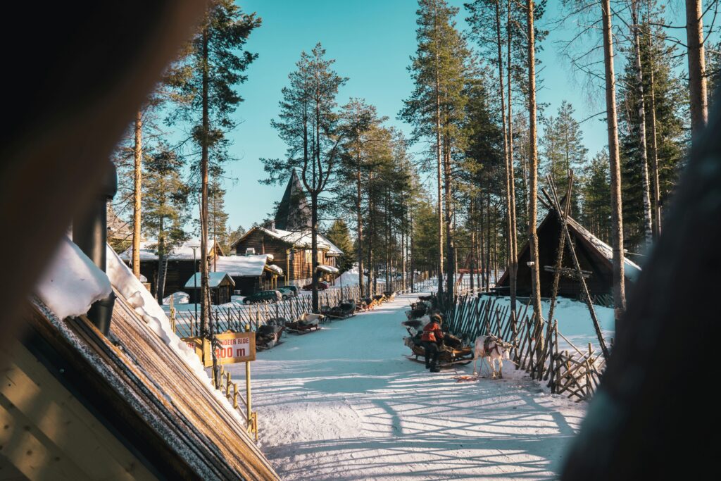 Santa Claus Village in Rovaniemi, Finland, located on the Arctic Circle