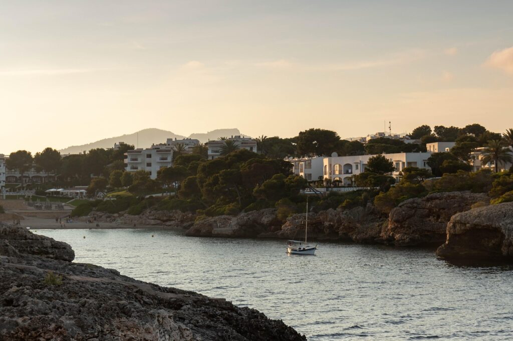 a view of mallorca´s turquoise waters and villages. Mallorca, Spain