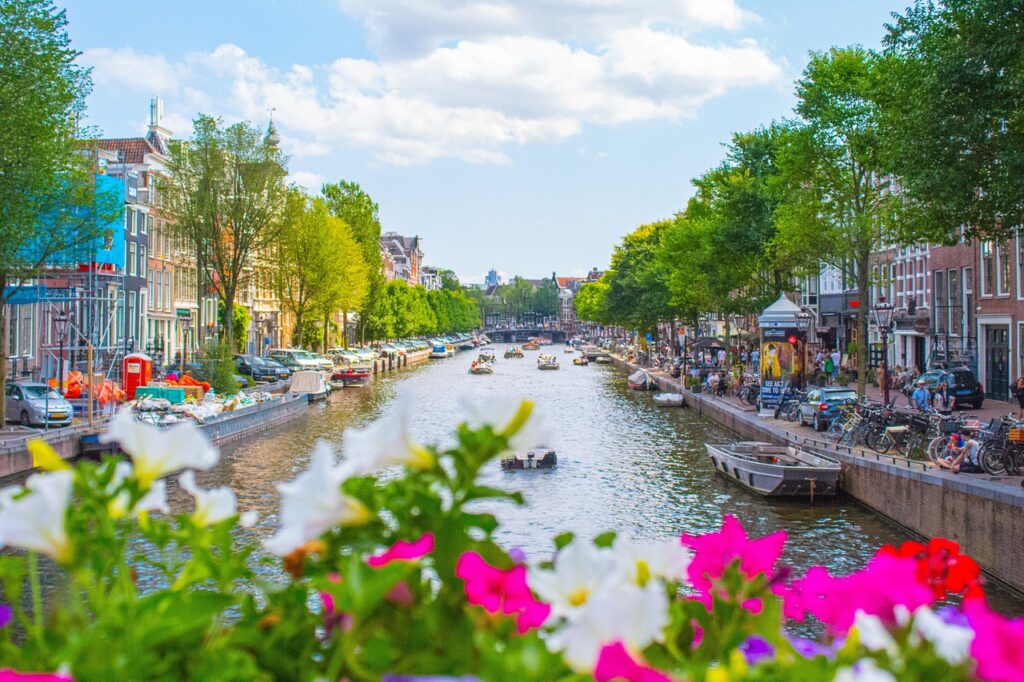 canal view in Amsterdam, the capital and largest city of the Netherlands