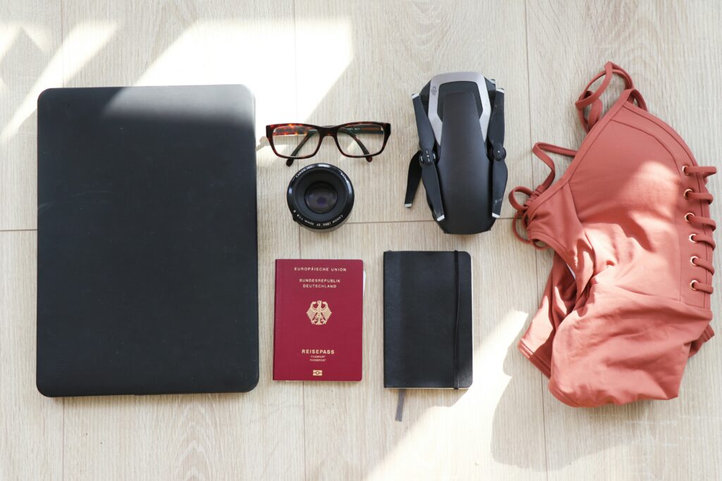 Travel documents and notebook for safe traveling