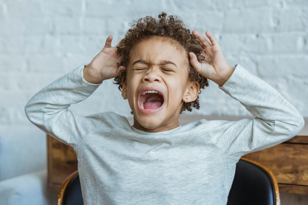 A kid throwing a tantrum