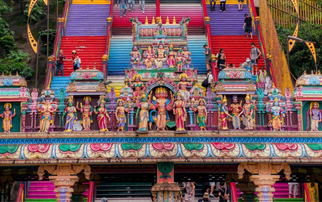 Colorful staircase leading to Batu Caves temple in Kuala Lumpur